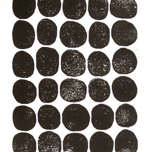 Minimal linoelum block print - Black block print 8x10 circles mid century modern poster - Hand pressed linocut wall art - Linoprint relief