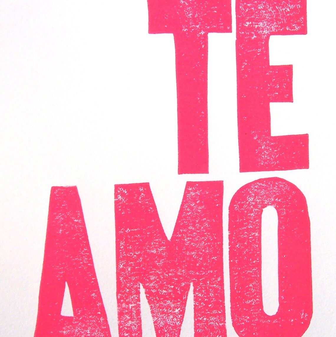 Te Amo I Love You in Hot Pink Minimal Linocut Typography Etsy