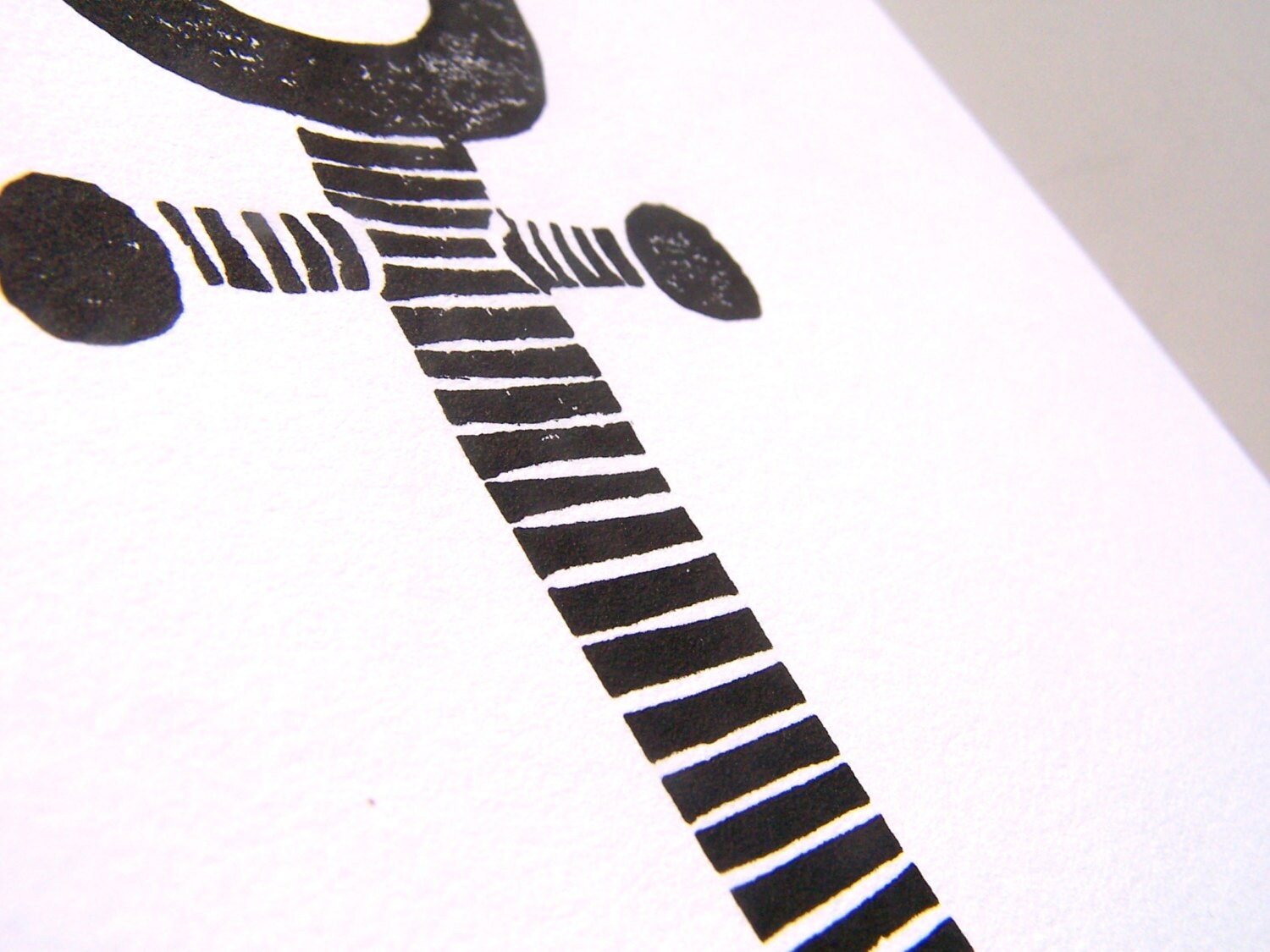 Linocut Hand Pressed Print Minimal Black Nautical Anchor Etsy