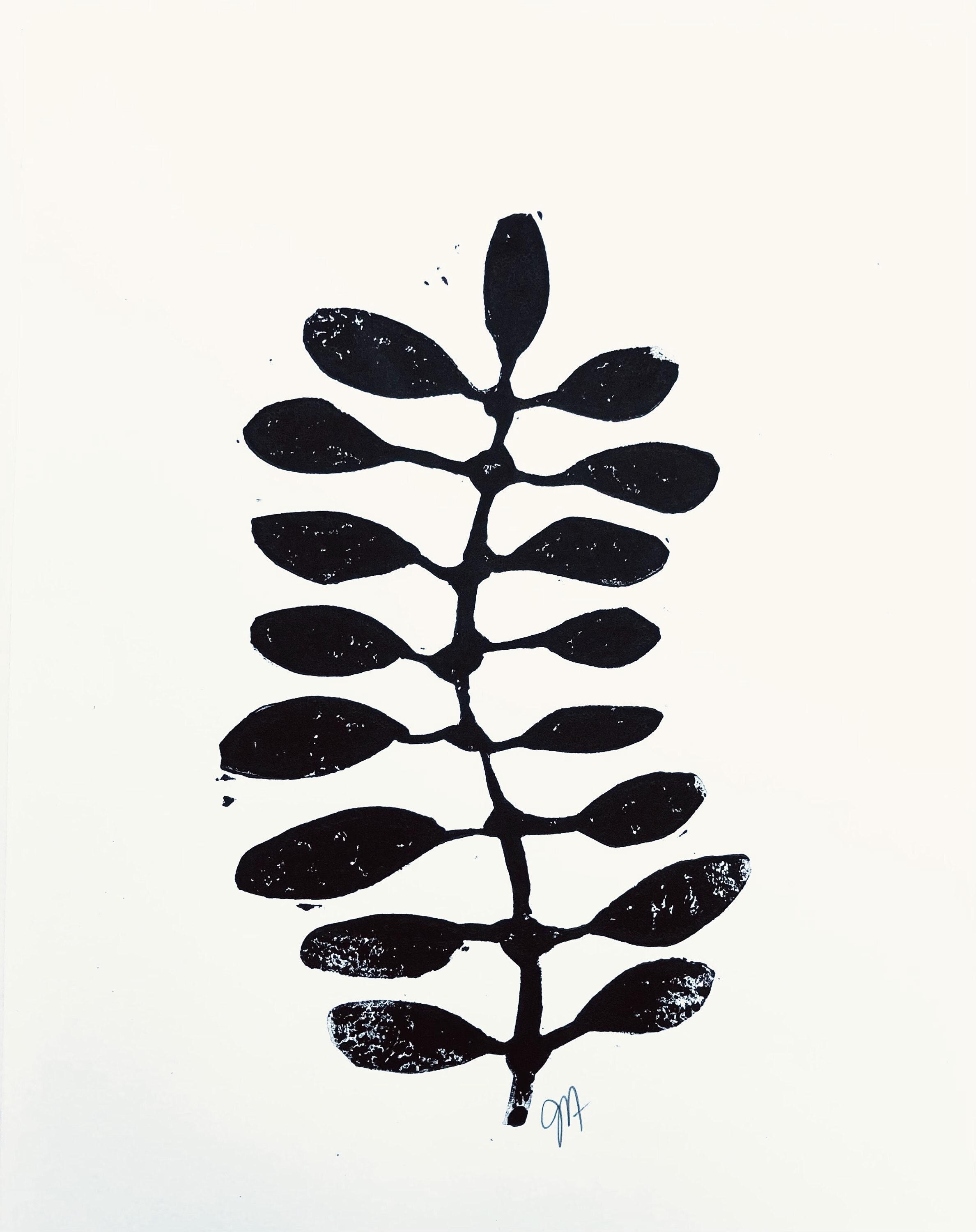 Leaf Pattern Linoleum Sweet Succulent Linoleum Block Print - Linocut Poster - 8x10 Flower ...