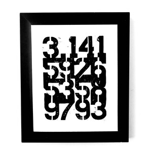 Pi - Typography block print - (3.1415926...) Gift for mathematicians - Linocut print - Hand carved linoleum block print on letterpress paper