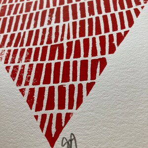 Red heart linocut print Minimal wall art 8x10 letterpress block print Hand pulled relief poster Valentines Day linoprint wall art image 10