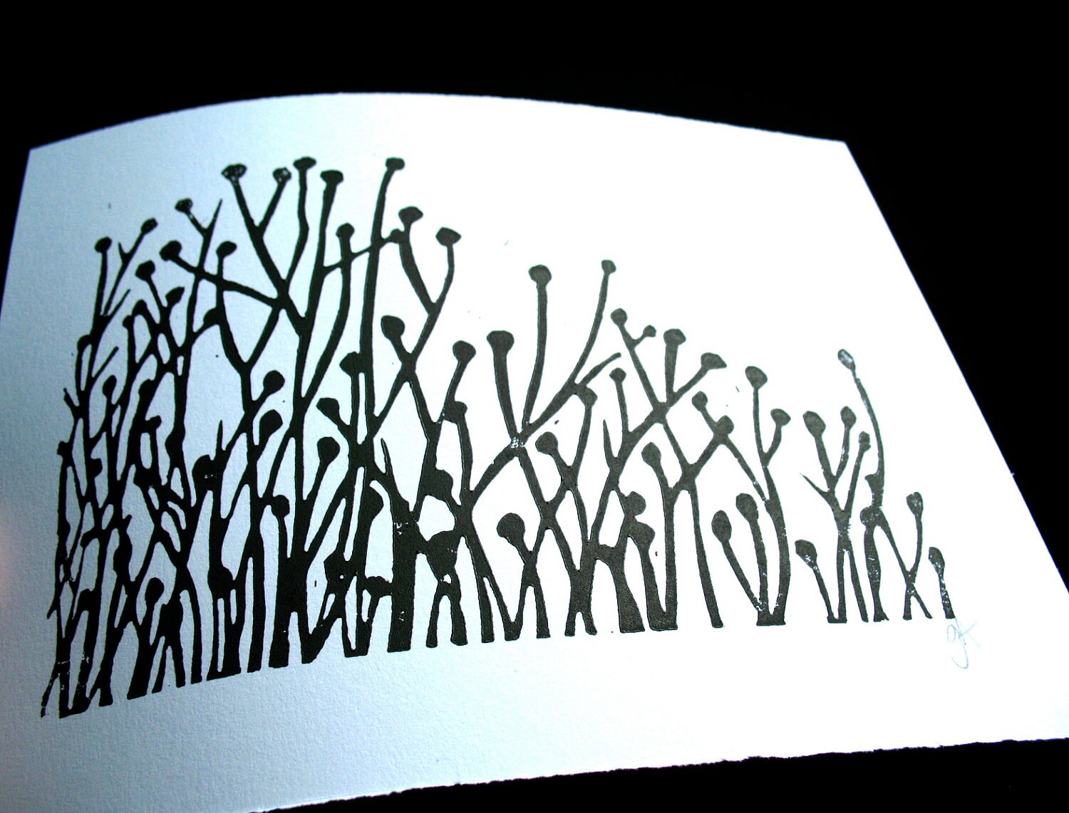 Linoleum Block Print Sunrise on the Mountains Minimal Black 8x10 Geometric  Scandinavian Linocut Print Sunset on the Mountains and Sea 