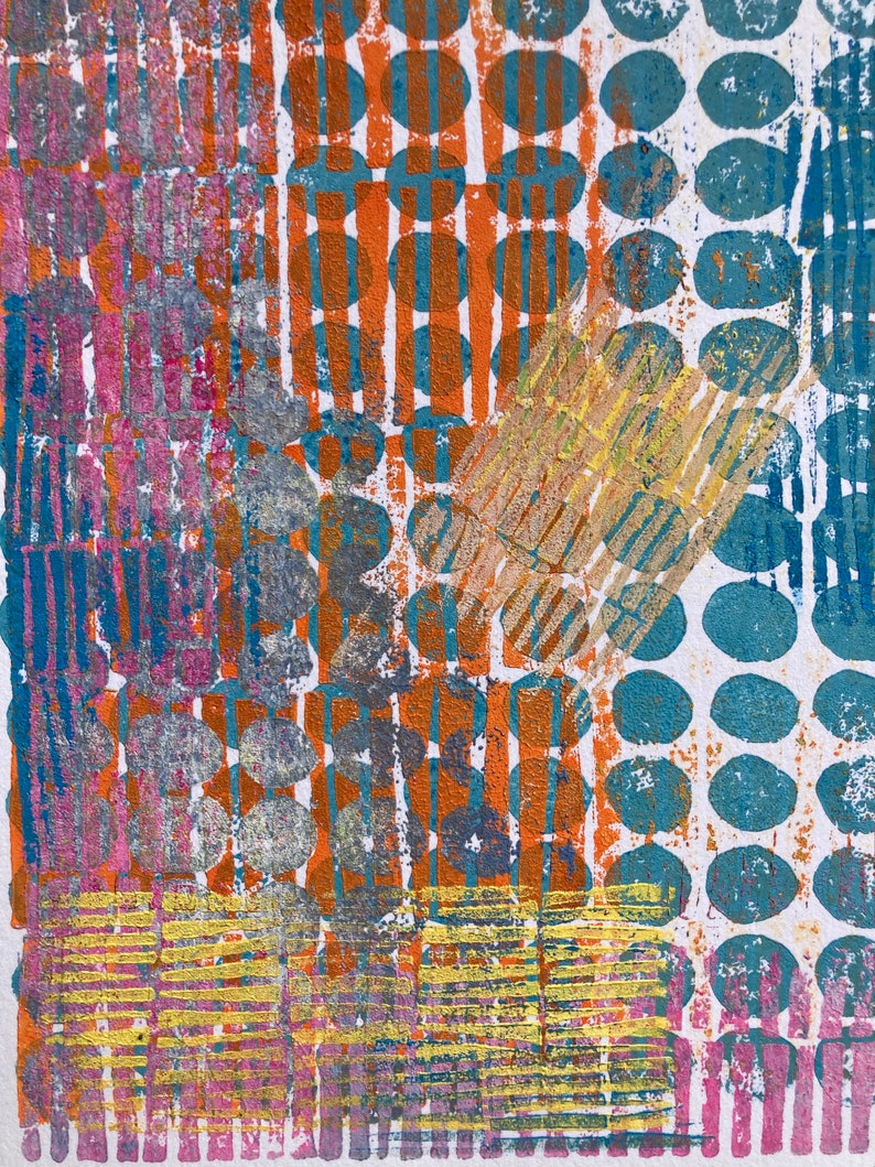 Monoprint - Abstract Multi-color Relief Print - Printmaking 8x10 ...
