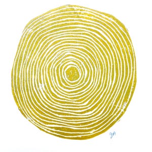 Minimal geometrischer Kreis Relief Druck - Gold Relief Linolschnitt - 8x10 Baumringe - Bullseye Print - Minimal Galeriewand