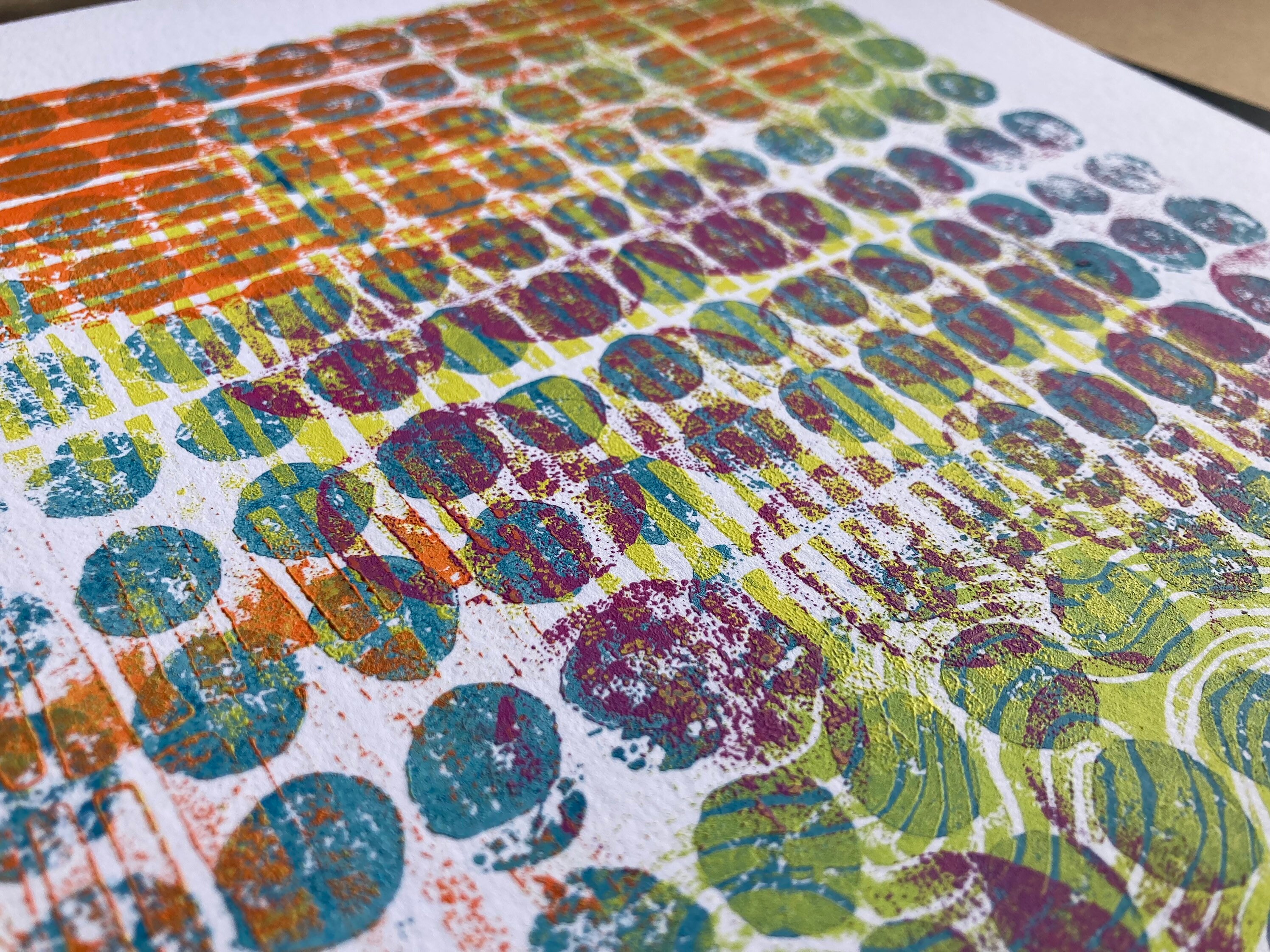 Large Monoprint - Abstract Multi-color Relief Print- Linocut Wall Art ...