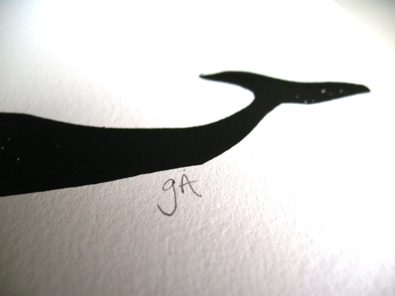 Linocut Print Minimal Whale Black Letterpress Silhouette | Etsy