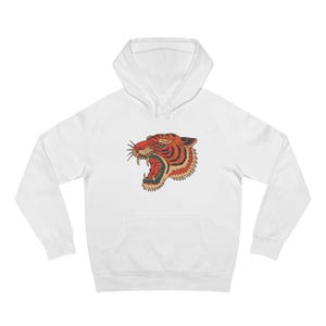 Vintage Tiger Unisex Hoodie, Fierce Animal Lover Sweatshirt, Retro Graphic Pullover, Wild Nature Hooded Jumper, Cool Jungle Print Outfit
