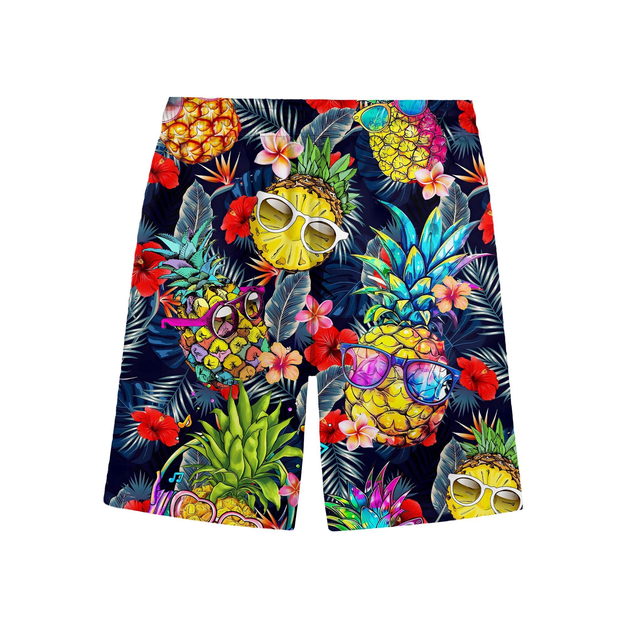 Funny Pineapple Hawaiian Shorts for Men, Tropical Menswear - Etsy