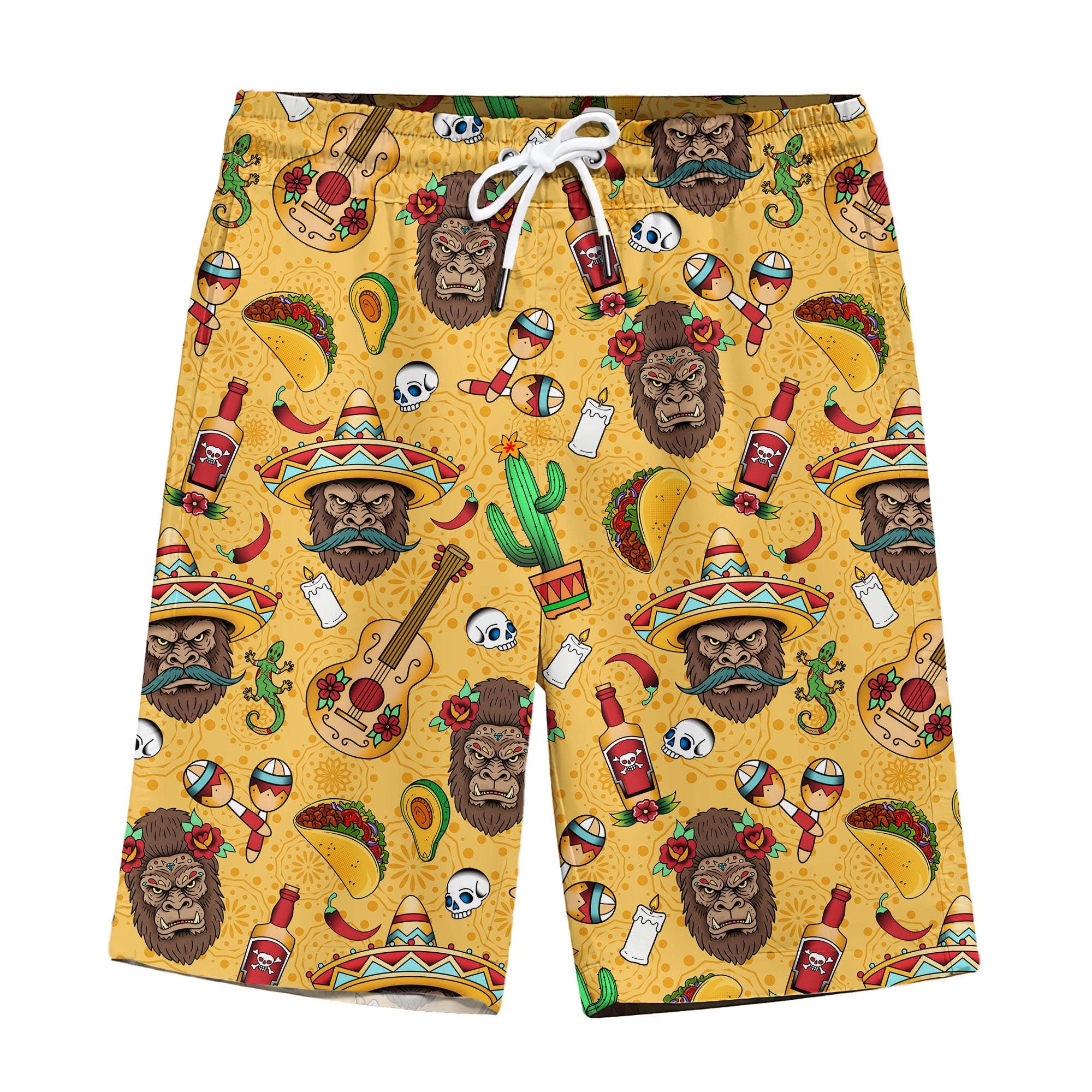 Discover Cinco De Mayo Bigfoot Tacos Hawaiian Shorts For Men Vintage Taco Shorts Mens