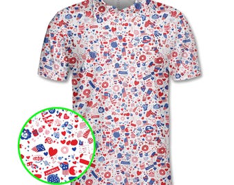 Polos à motif du jour de l'indépendance pour hommes, 4 juillet, motif drapeau des États-Unis, chemise boutonnée décontractée à manches courtes