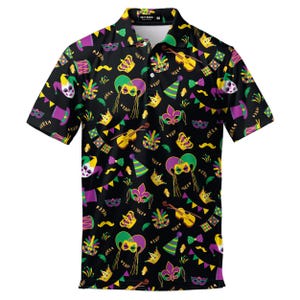 Mardi Gras Polo Shirt: Funny Festival Pattern Golf Polo