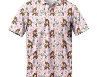 Bigfoot Easter-golfpoloshirt, Sasquatch Bunny vakantievakantie