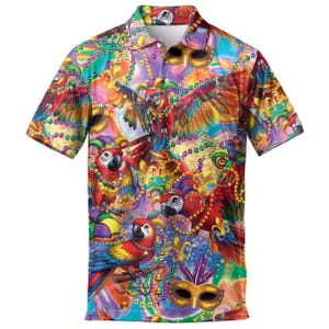 Parrot Festival Pattern Polo Shirts For Men Golf Polos Mens Shirts Mens Polo Shirts Short Sleeve Button Up Shirt 2