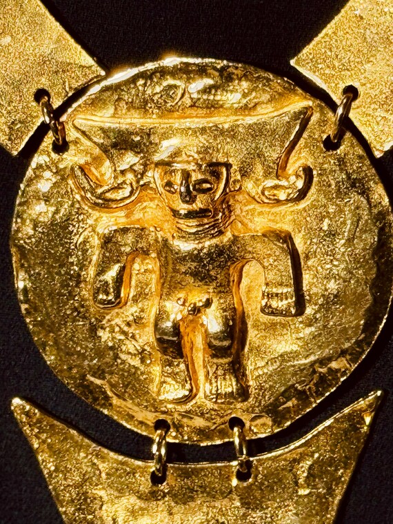 Kenneth Jay Lane Golden Aztec Statement Necklace - image 3