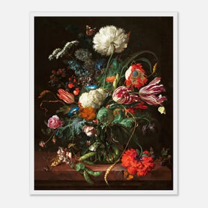 Vase of Flowers Art Print: Flemish Baroque Still Life, Wooden Frame