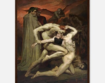 Dante and Virgil in Hell Art Print: Bouguereau Mythological Painting