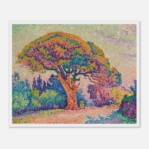 Paul Signac Print: Pointillist French Riviera Landscape, Framed Art Poster