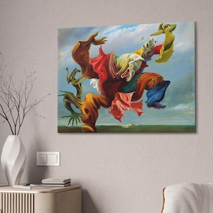Max Ernst El ángel del hogar o el triunfo del surrealismo, lienzo estirado, impresión de arte surrealista, lienzo de Max Ernst listo para colgar, idea de regalo