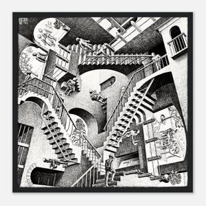 Maurits Escher, Relativity, Grafikdruck, sofortiger Download, hochwertige digitale Dateien, optische Täuschungen, Surrealismus, M.C. Escher Geschenk
