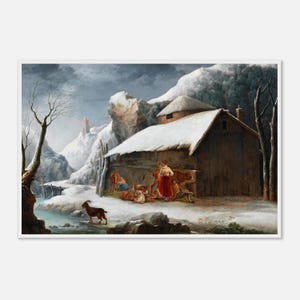 Francesco Foschi A Winter Landscape with Peasants and Their Live, Art Print, Wooden Frame, Giclée Quality, Art Lovers Gift, 18th-century Art