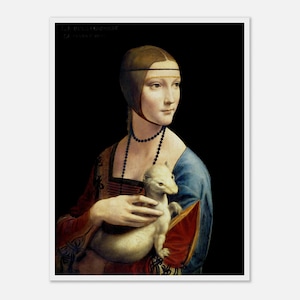 Lady with Ermine Art Print: Da Vinci, High Renaissance, Framed Matte
