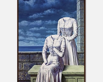 Magritte Surrealist Art Print: the Horns of Desire, Wooden Frame