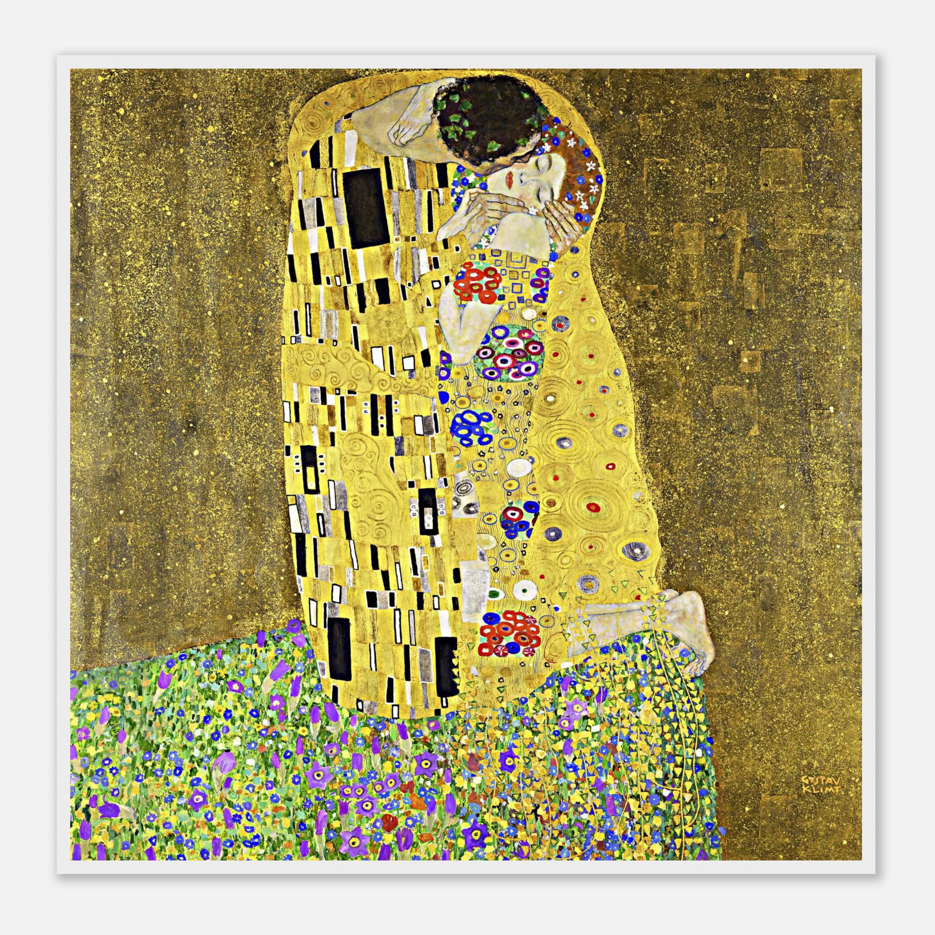 Klimt Kiss Art Print – Romantic Gold Wall Decor, Classic Gustav Klimt ...
