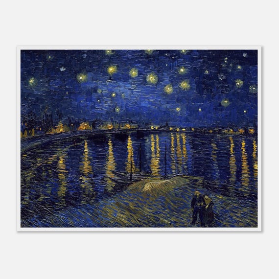 【額装】圧巻！ゴッホ「ローヌ川の星月夜」絵画 超軽量 Amazon | フィンセント・ファン・ゴッホ ローヌ川の星月夜 星降る夜 A4 絵画