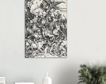 Lámina decorativa de pared estilo Renacimiento de Los Cuatro Jinetes del Apocalipsis de Alberto Durero