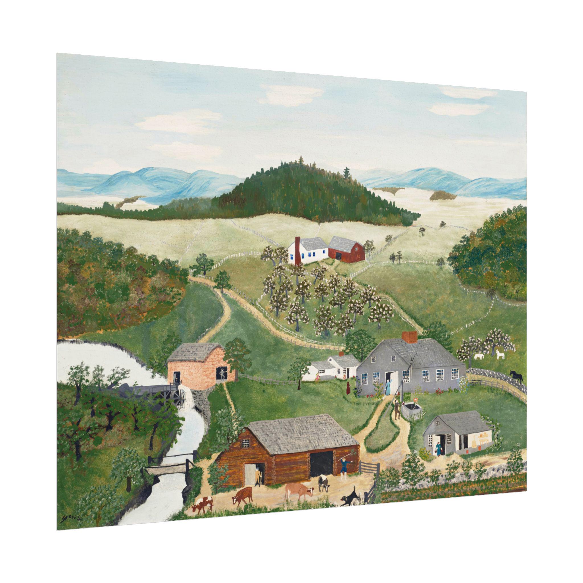 Grandma Moses the Old Oaken Bucket Digital Print, Vintage Folk Art
