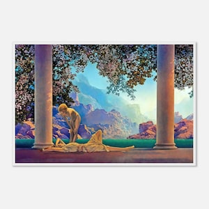 Maxfield Parrish Daybreak, Art Print, Neo-Classical, American Artist, Museum-Grade Matte Paper, Giclée Quality Print, Wooden Frame