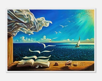 Salvador Dalí Book to Birds - Art Print, Surrealist Poster, Wooden Frame Option