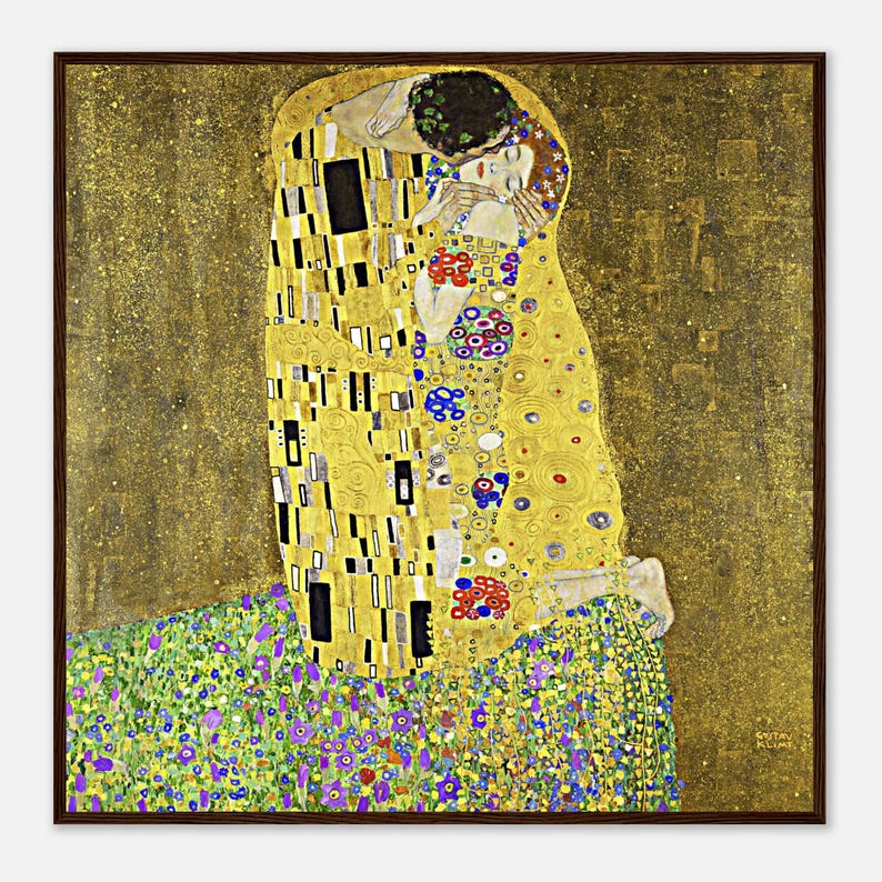 Klimt Kiss Art Print – Romantic Gold Wall Decor, Classic Gustav Klimt ...