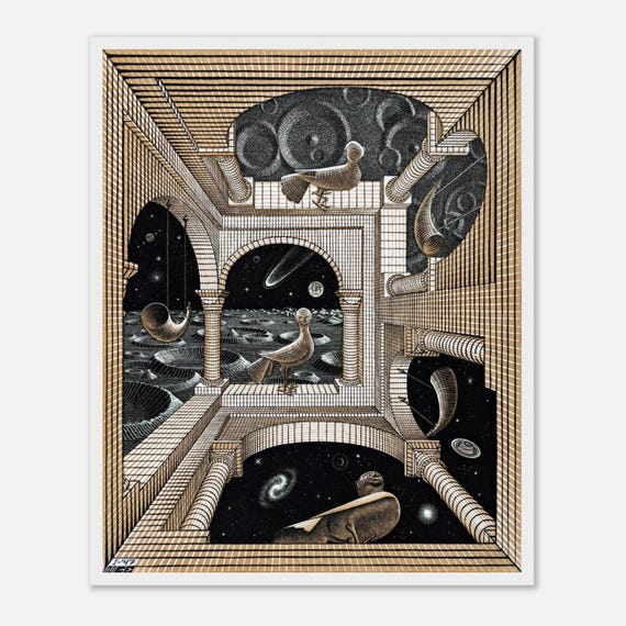 M.C. Escher, Another World II – Impossible Architecture Graphic