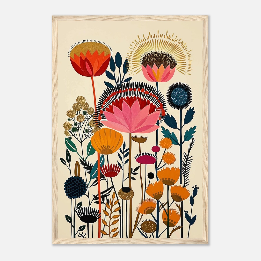 Mid Century Modern Floral Print, Scandinavian Botanical Wall Art ...
