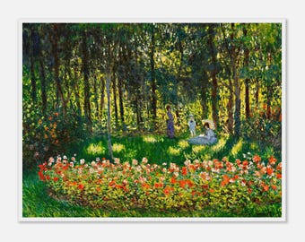 Claude Monet The Artist's Family in the Garden Print, Impressionist Art