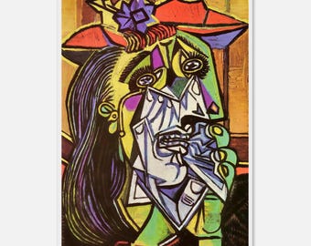 パブロ・ピカソ「泣く女」の版画、現代アートポスター、キュビズムの