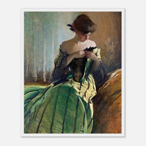 John White Alexander, Study in Black and Green, Art Print, American Painter, Museum-Grade Matte Paper, Giclée Quality Print, Wooden Frame