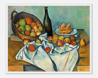 ポール・セザンヌ「瓶とリンゴ籠のある静物画」 - ヴィンテージアート