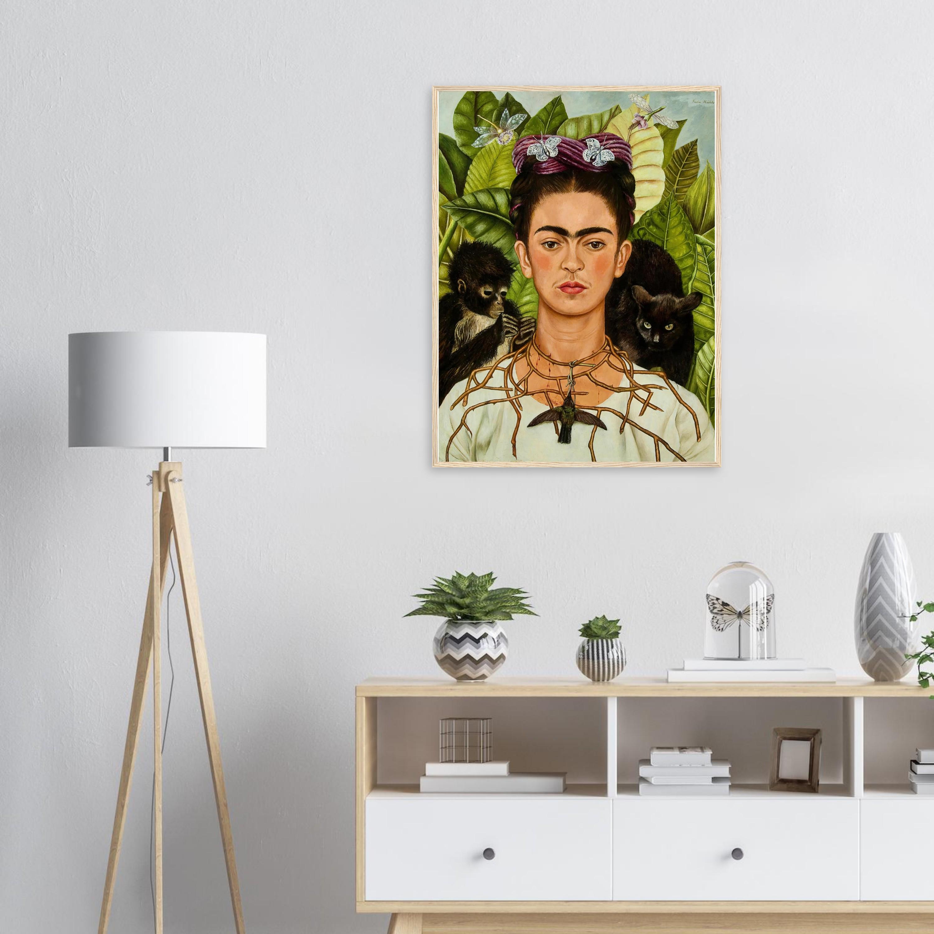 Frida Kahlo Self-portrait Art Print: Thorn Necklace, Hummingbird ...