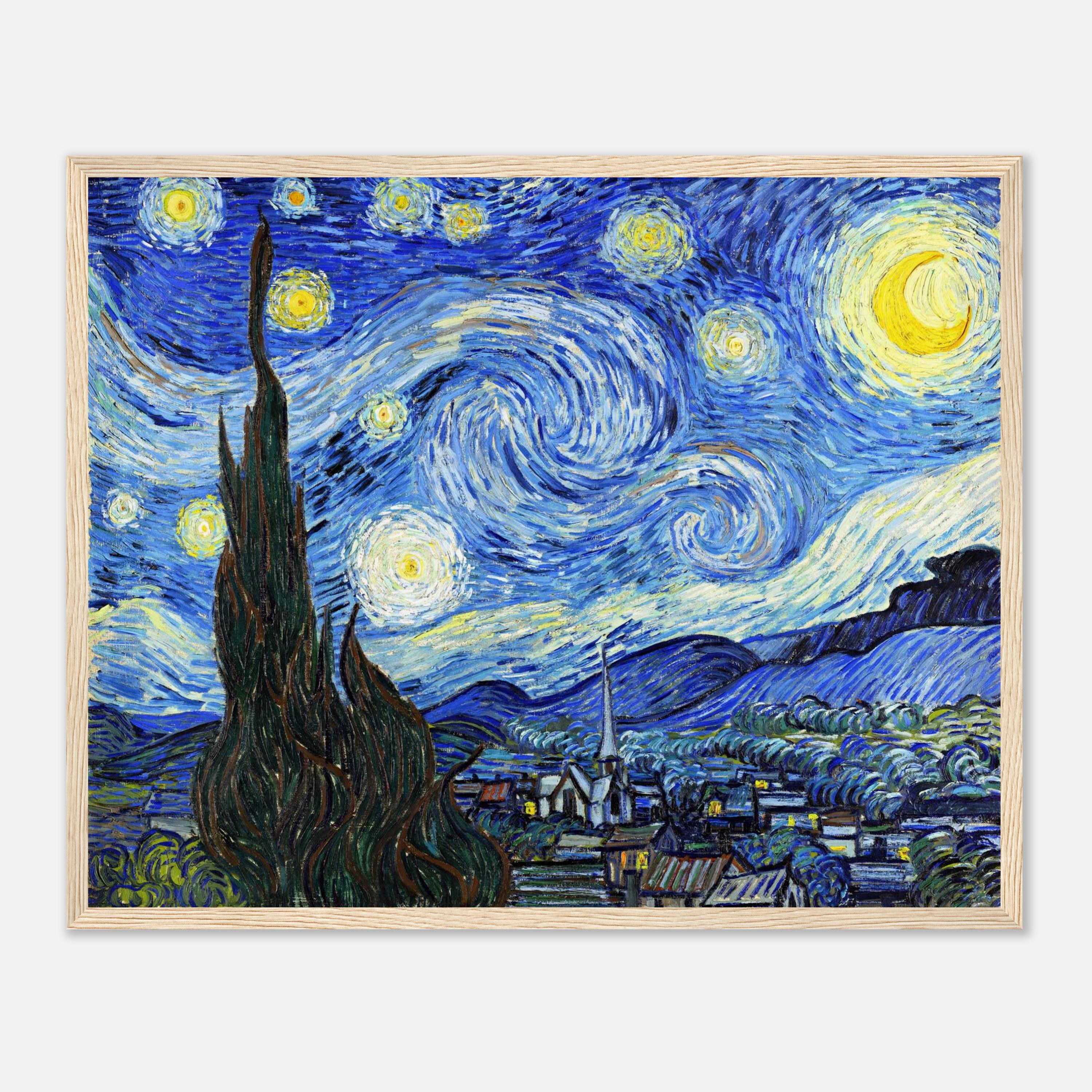 ゴッホ 星月夜 絵画 木製額入り 38㎝×43㎝ ゴッホの星月夜アートプリント：ジクレー品質、木製フレーム - Etsy 日本