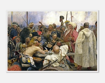 Ilya Repin, Reply of the Zaporozhian Cossacks, Art Print, Ukrainian Painter, Wooden Frame Option