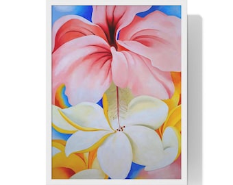 Georgia O'Keeffe Hibiscus with Plumeria, Art Print, Instant Download Print