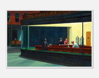 Impresión de Edward Hopper Nighthawks: Giclée de calidad de museo, opción de marco de madera