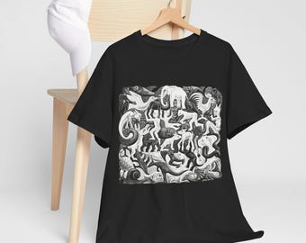 Vintage 90s M.C. Escher Lizard Chameleon Stars AOP Art Shirt - Etsy