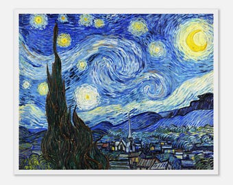 Stampa artistica Notte stellata di Van Gogh: qualità Giclée, cornice in legno