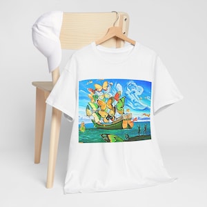 Salvador Dali T-shirt, The Persistence of Ship With Butterfly - Surrealism - Classic Fit Tee - Ethically Grown Cotton - Gift for Art Lovers