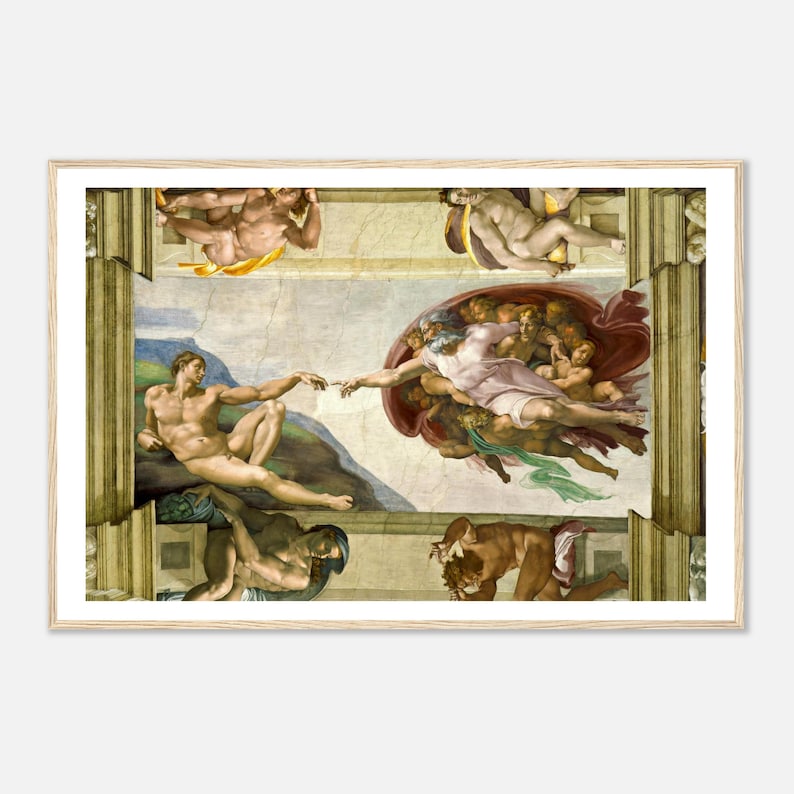 Michelangelo Creation of Adam - Digital Print, Sistine Chapel ...