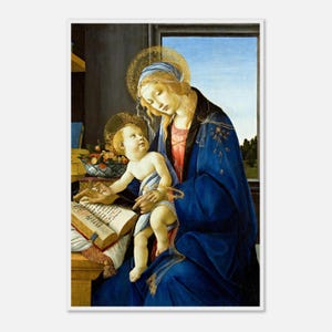 Sandro Botticelli Madonna and Child with Book, Art Print, Wooden Frame Option, Religious Art Print, Archival Matte Paper, Extra Larger Print